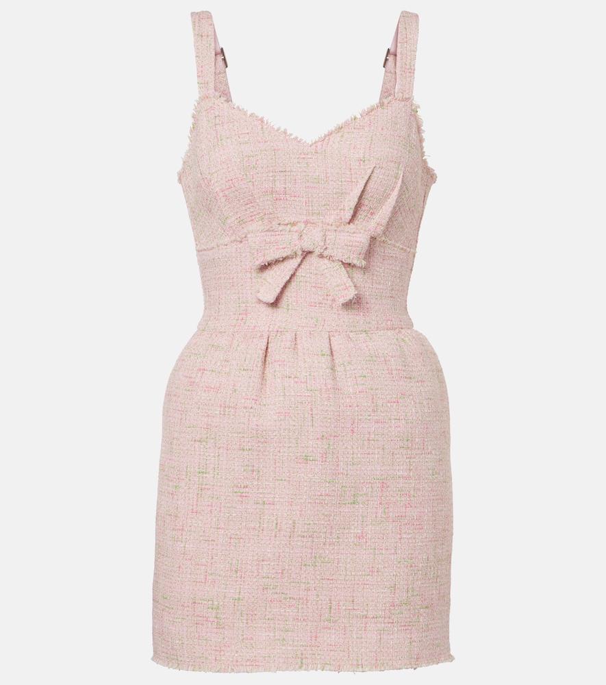 shushu/tong bow-detail cotton-blend tweed minidress