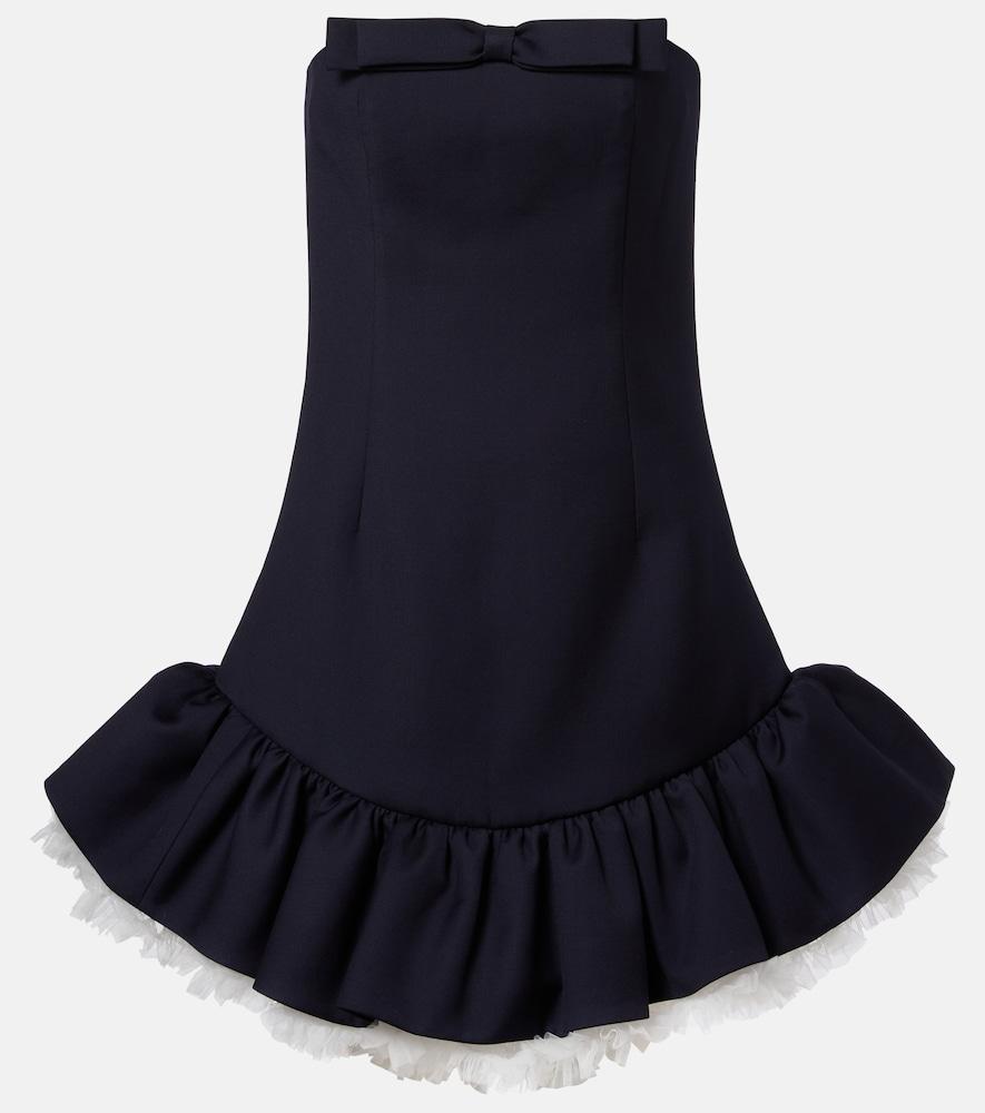 shushu/tong bow-detail ruffled wool minidress