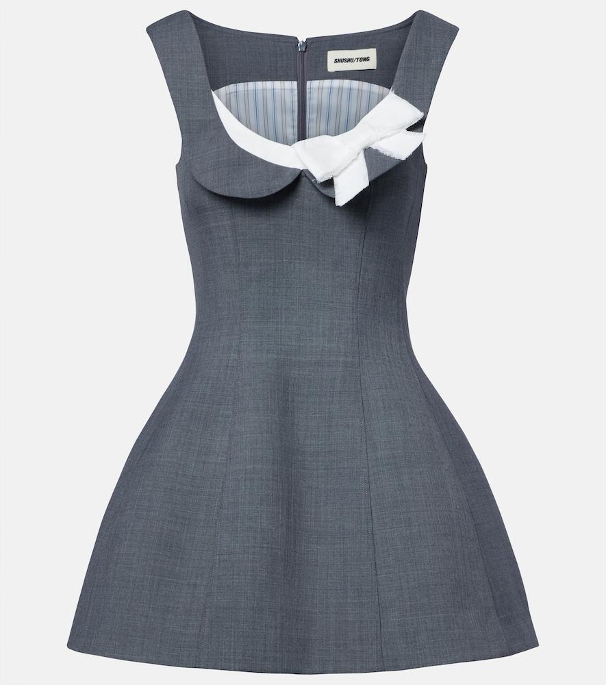 shushu/tong bow-detail twill minidress