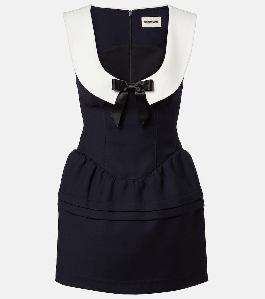shushu/tong bow-detail wool minidress