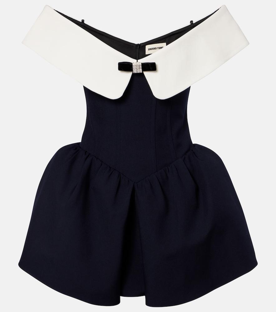 shushu/tong off-shoulder wool and silk minidress