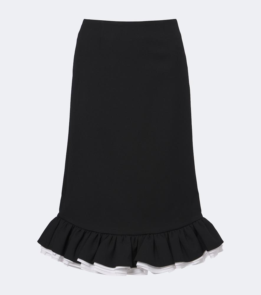 shushu/tong ruffled wool and silk midi skirt