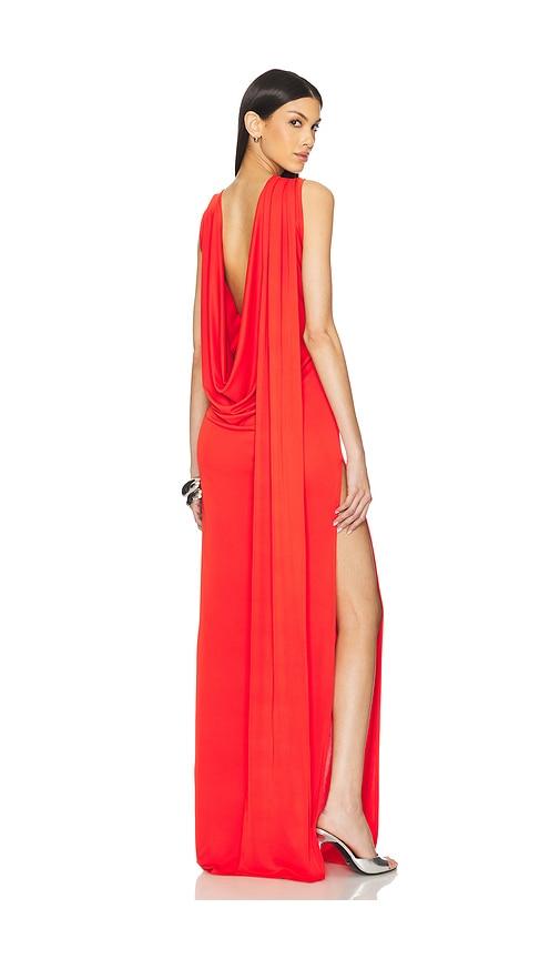 sid neigum floor length cowl back dress in red. - size l (also in s, m)