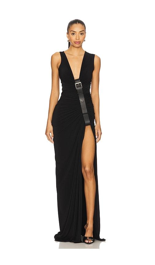sid neigum gathered belt dress in black. - size s (also in xs)