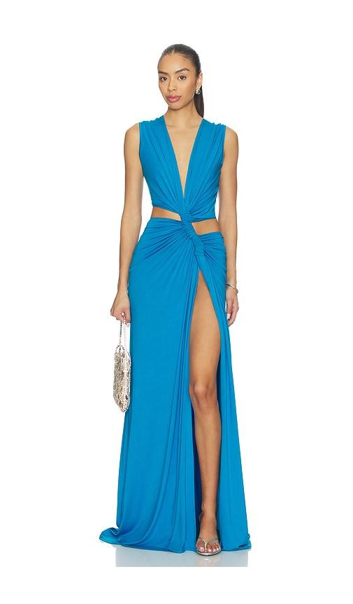 sid neigum triple loop knit dress in blue. - size s (also in xs)