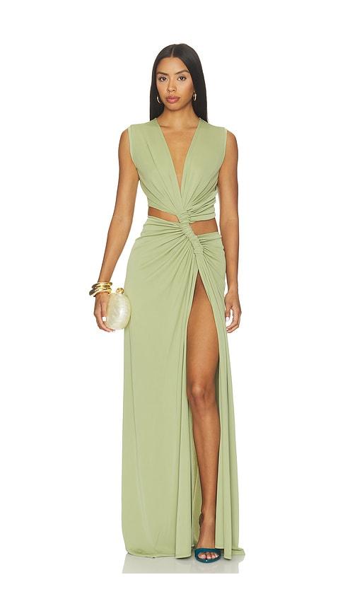 sid neigum triple loop knit dress in green. - size l (also in m, s, xs)