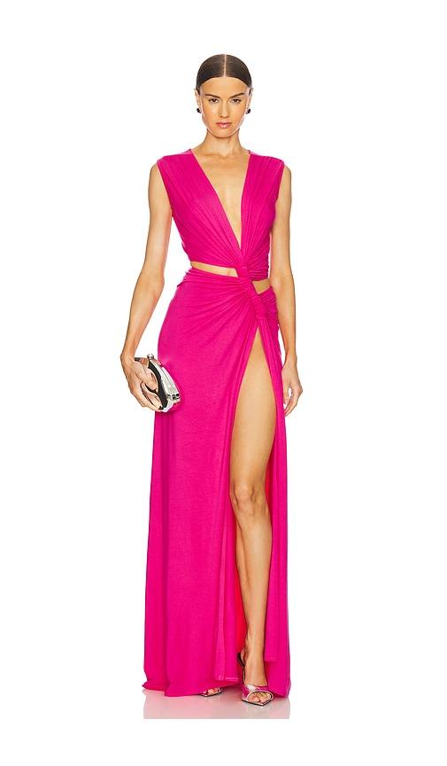 sid neigum triple loop knit dress in pink. - size l (also in xs)
