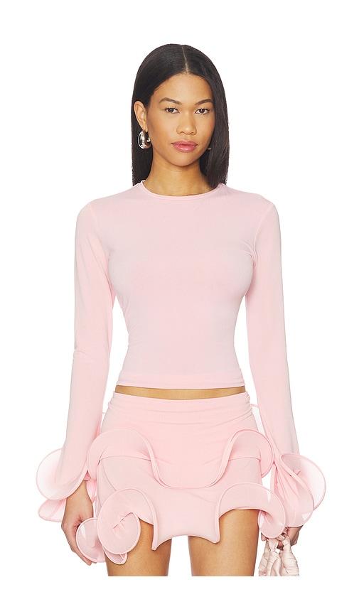 sid neigum wave sleeve bamboo top in pink. - size l (also in xs, s, m)