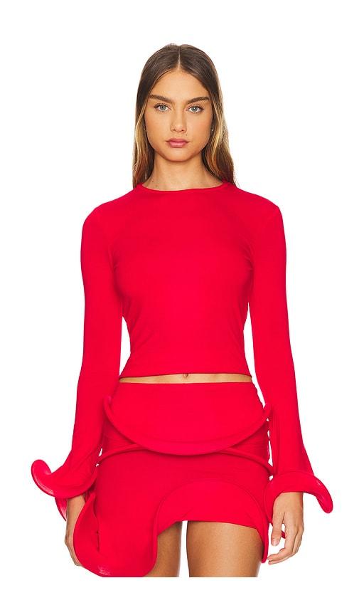 sid neigum wave sleeve top in red. - size m (also in s)