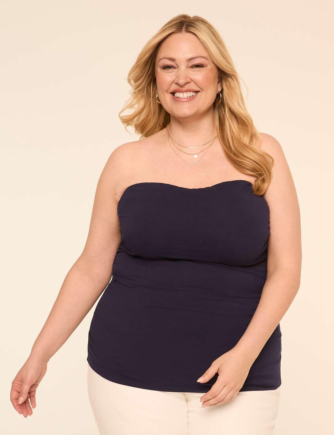 side-ruched tube top with shelf-bra