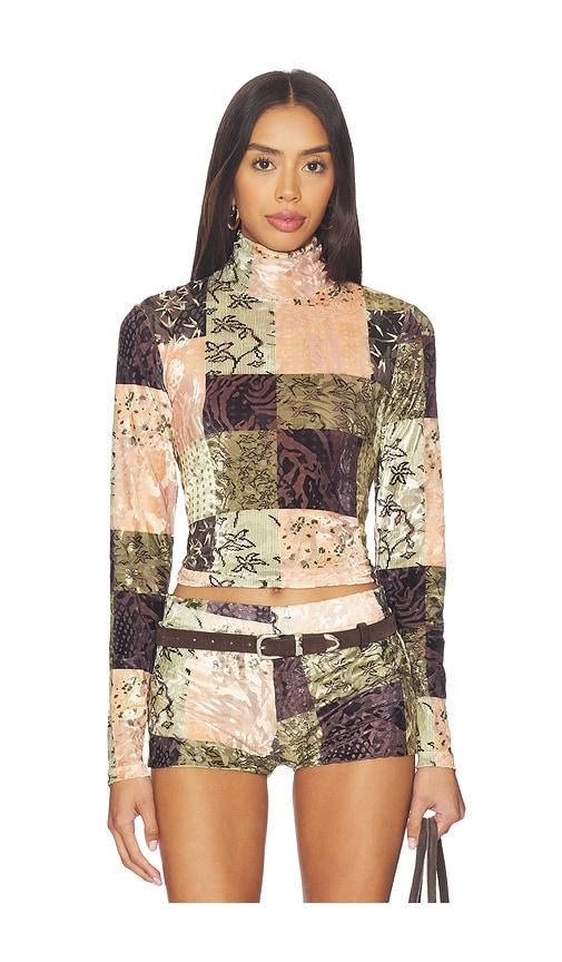 siedres cody top in brown, green. - size l (also in m, s)