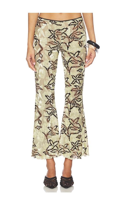 siedres jeslynn pant in cream, brown. - size l (also in xs, s, m)