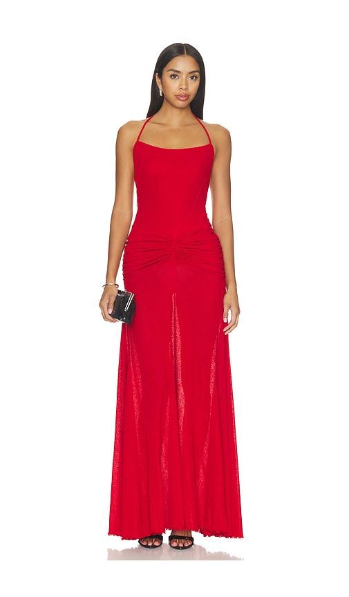 siedres nensi ruched mesh maxi dress in red. - size l (also in xs, s)