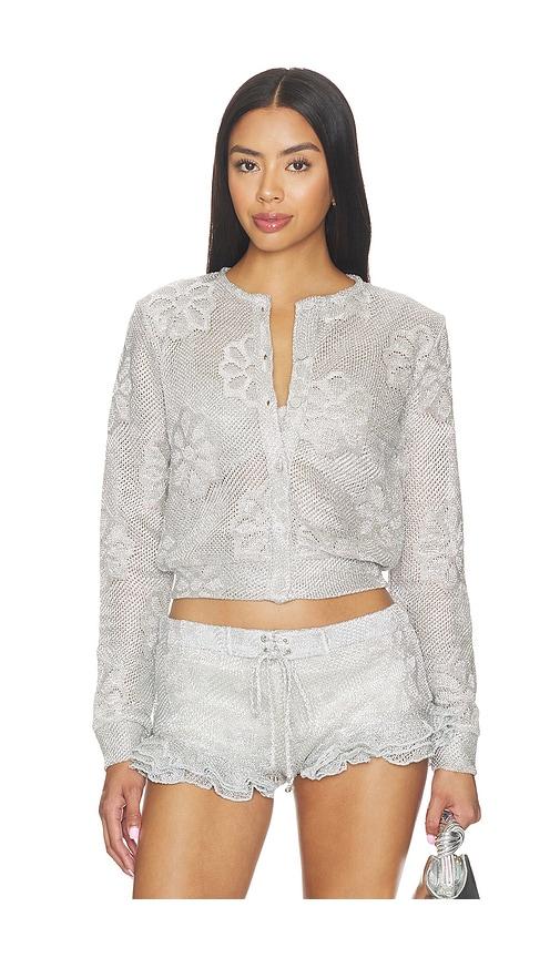 siedres poli metallic knit cardigan in metallic silver, grey. - size l (also in s)