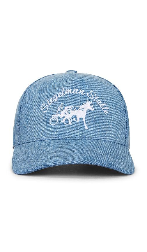 siegelman stable denim five panel hat in blue.