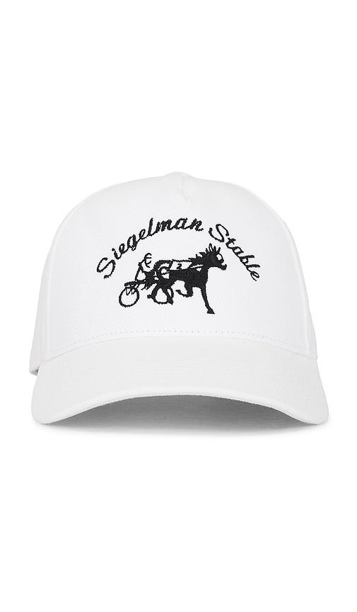 siegelman stable denim five panel hat in white.