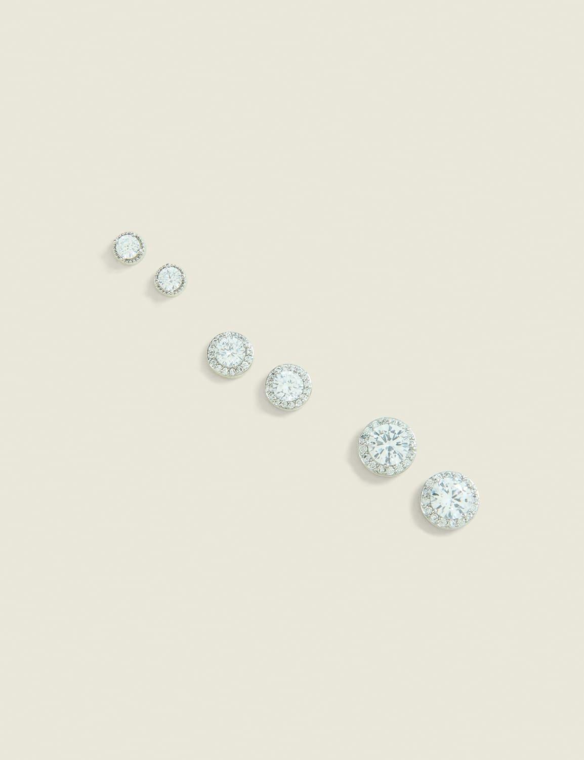 silver graduated cz stud pack