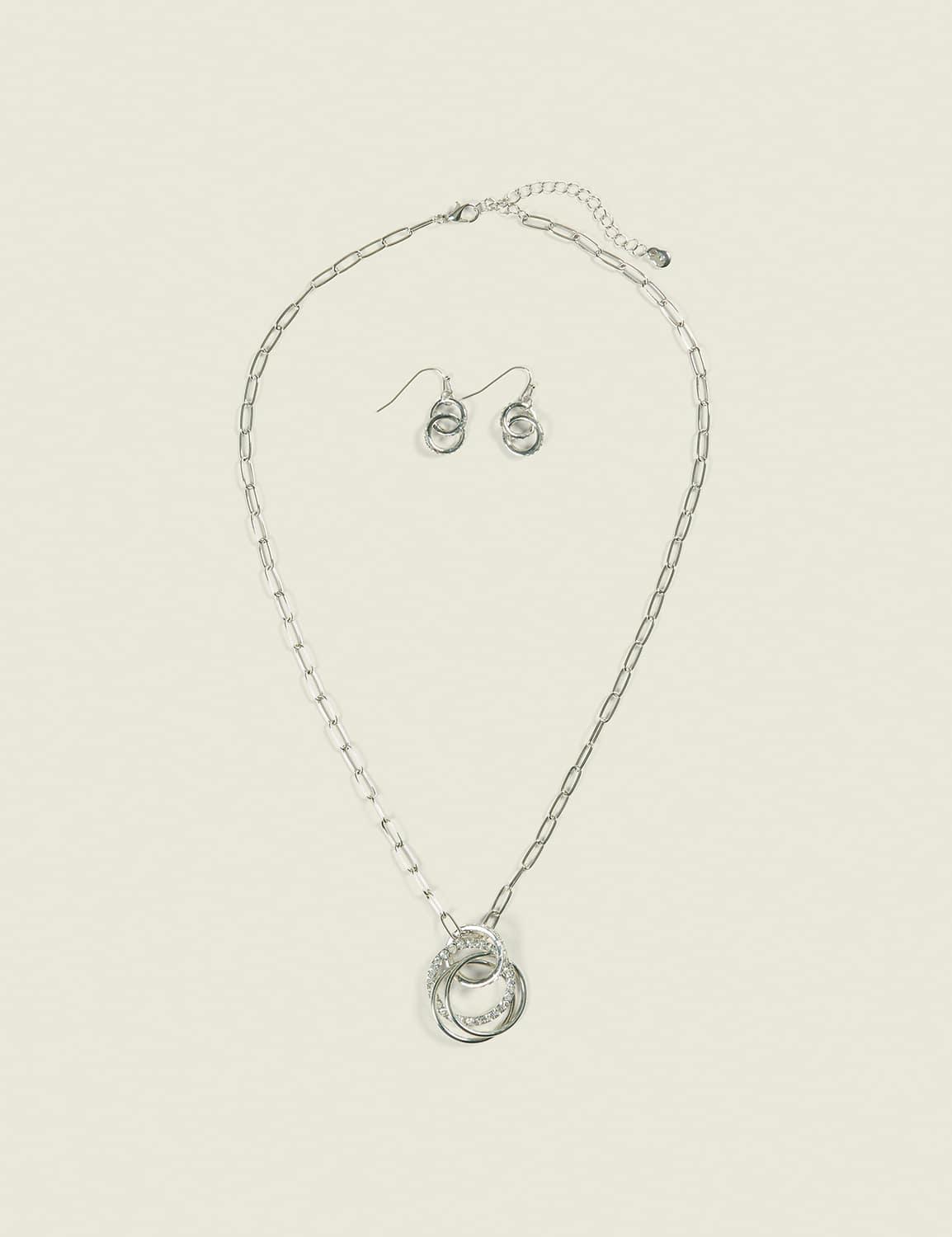 silver interlock pendant necklace &