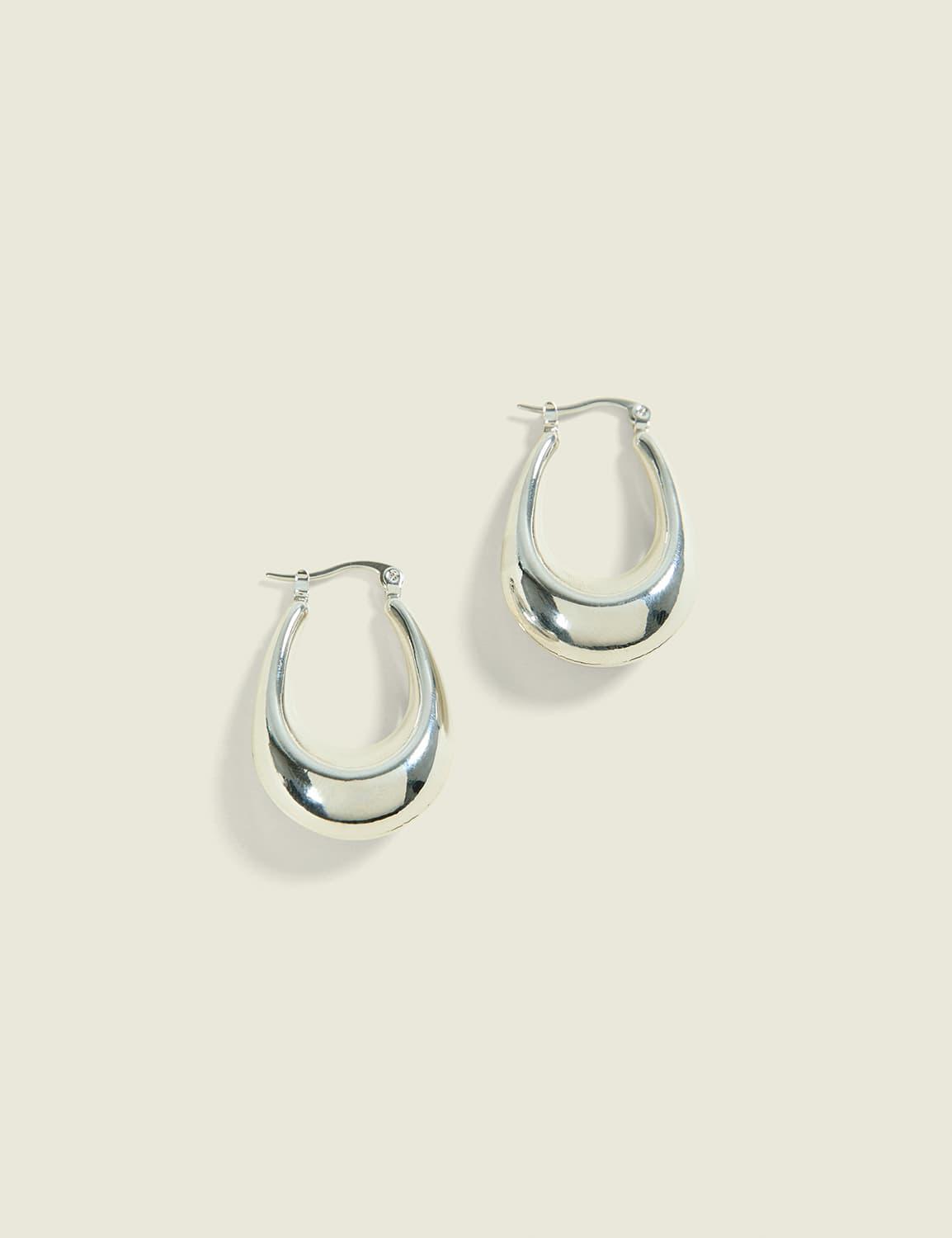 silver oval hoop earrings