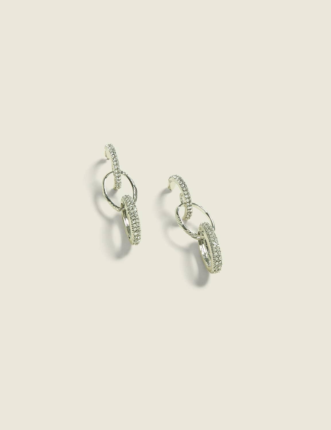 silver pave chain-linked earrings