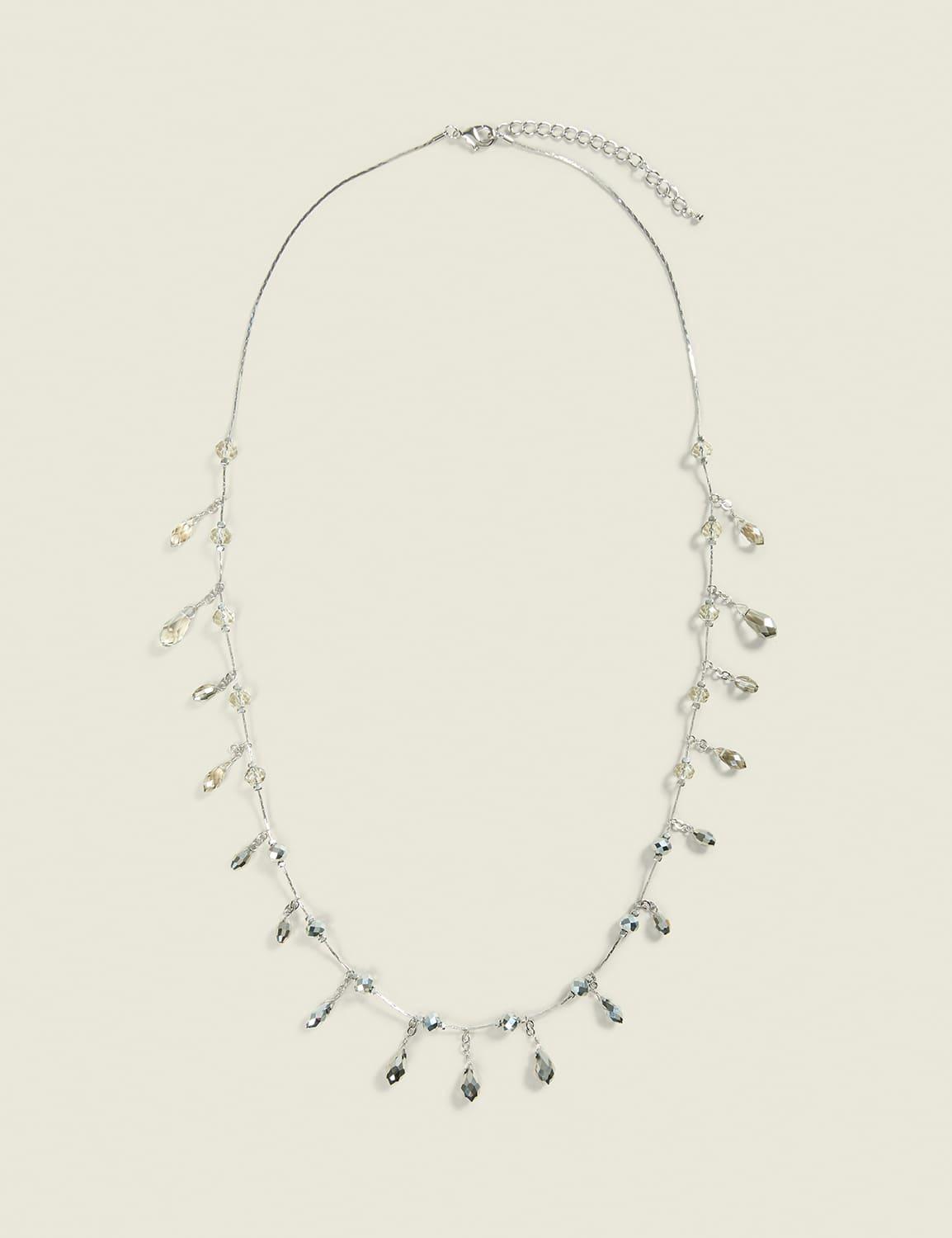 silvertone bead cluster necklace