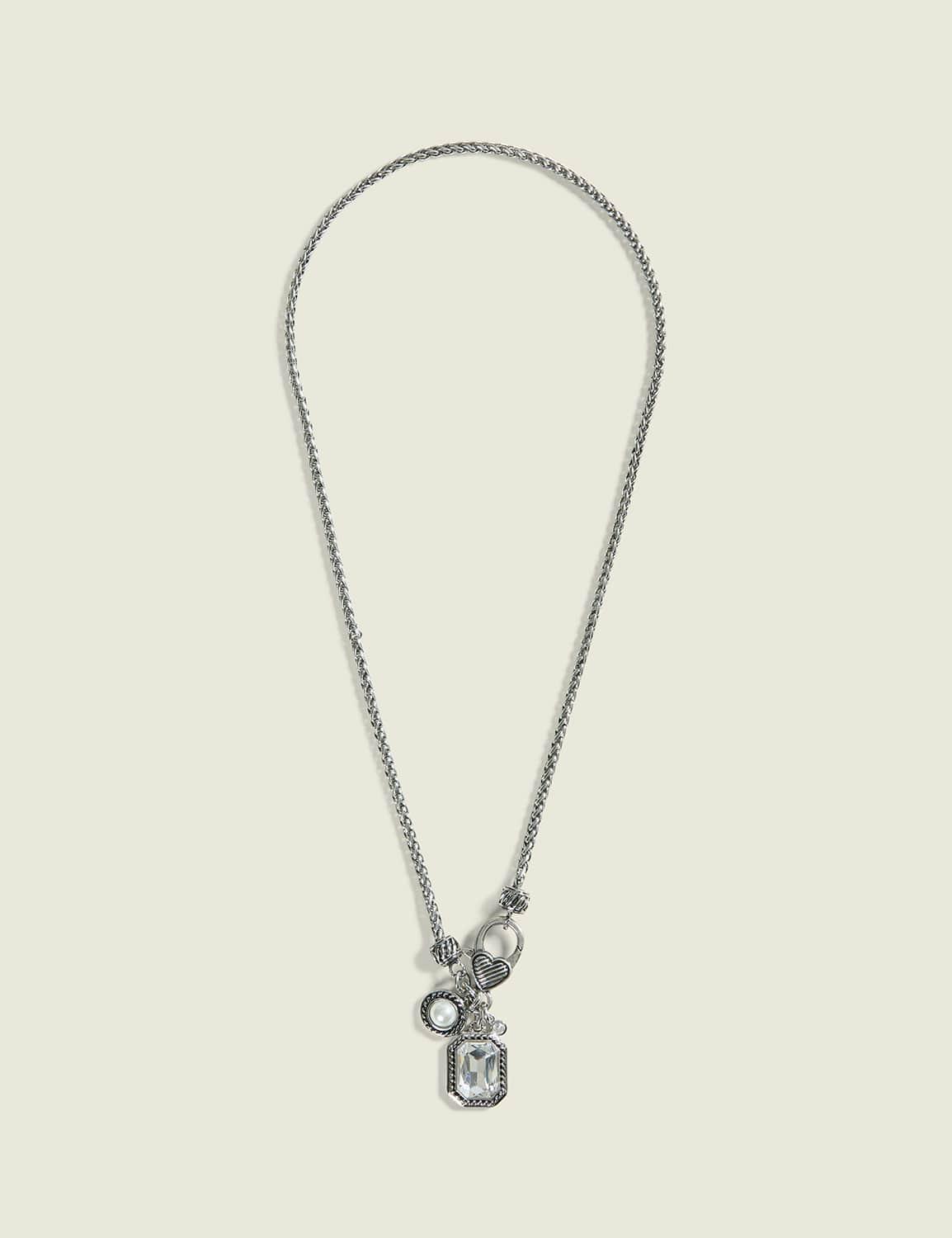 silvertone charm necklace