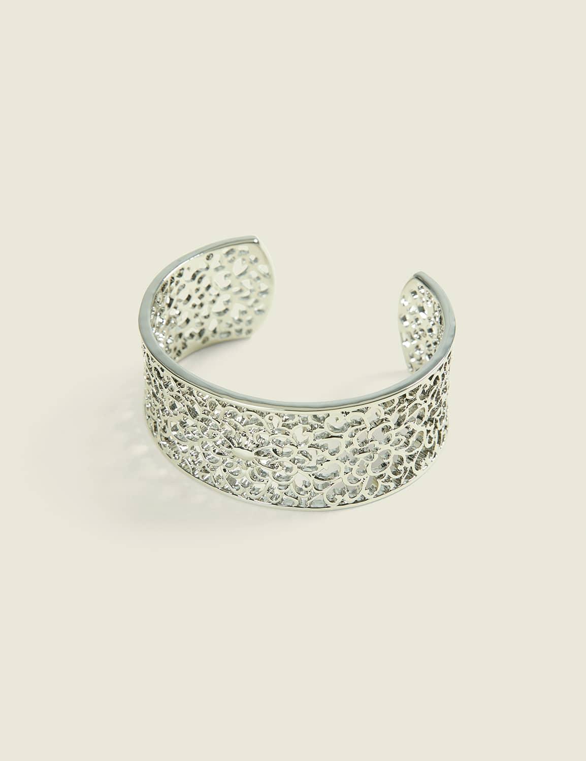 silvertone filigree cuff bracelet