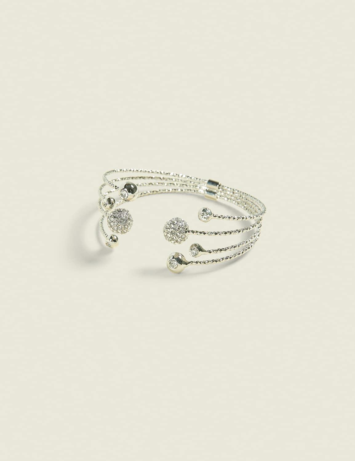 silvertone fireball pave cable bracelet