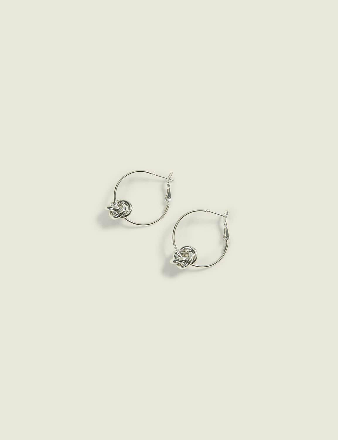silvertone knot hoop earrings