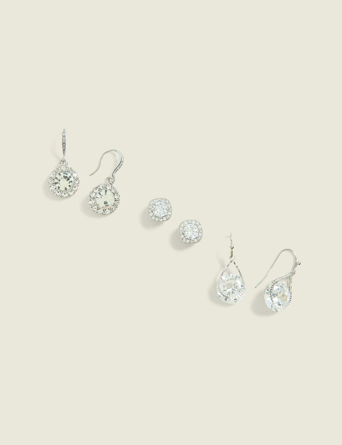 silvertone multi-shape earring pack