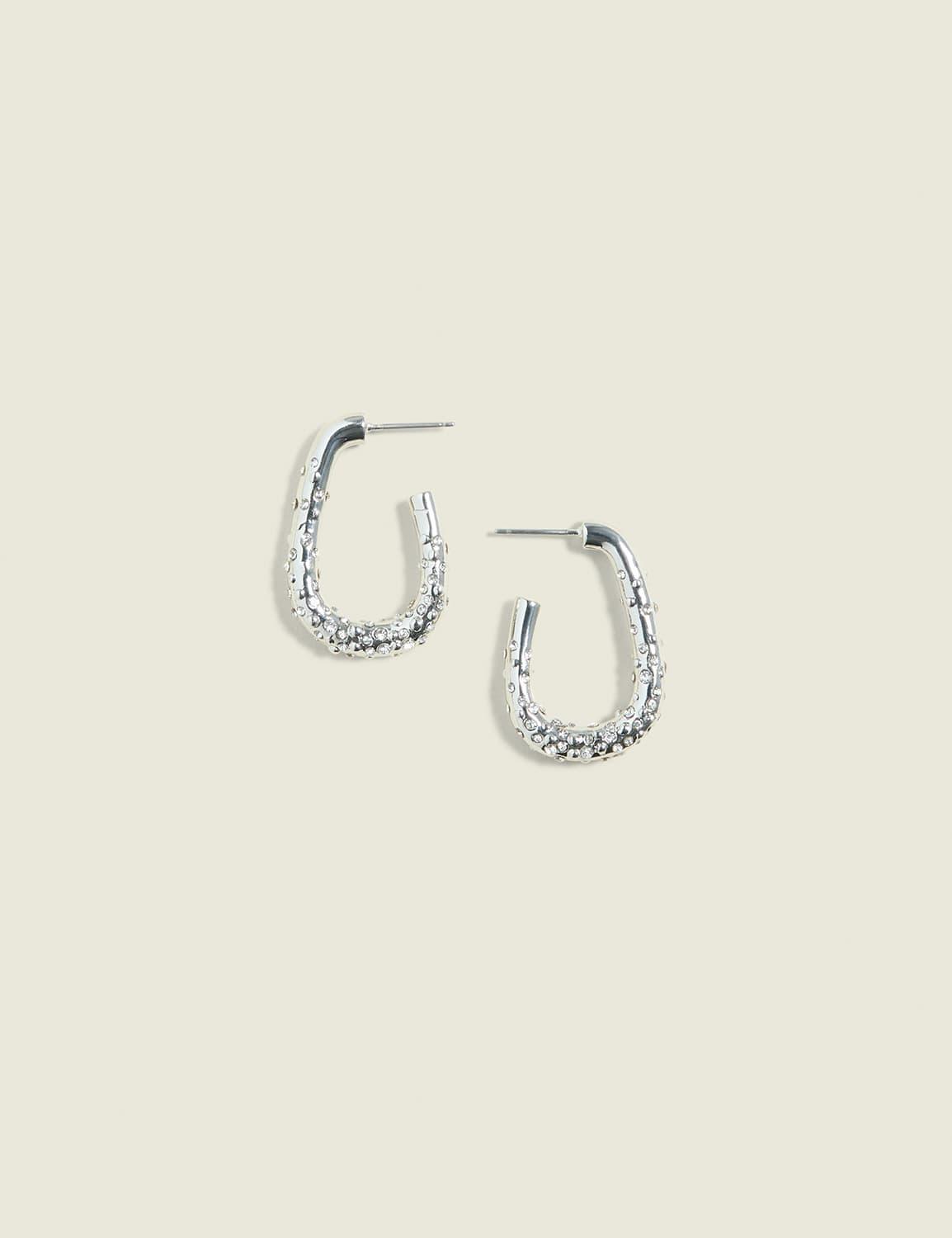 silvertone ombre pave hoop earrings
