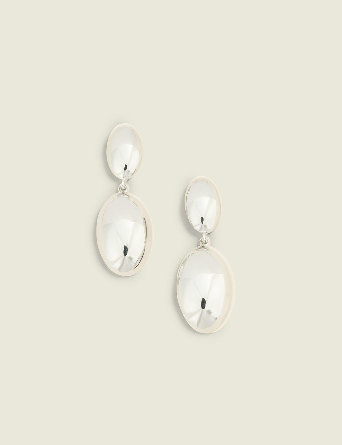silvertone oval drop earrings