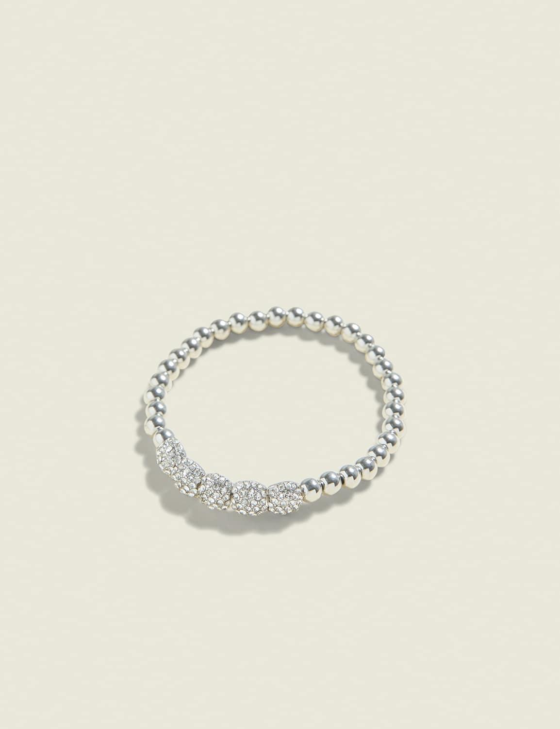 silvertone pave stretch bracelet