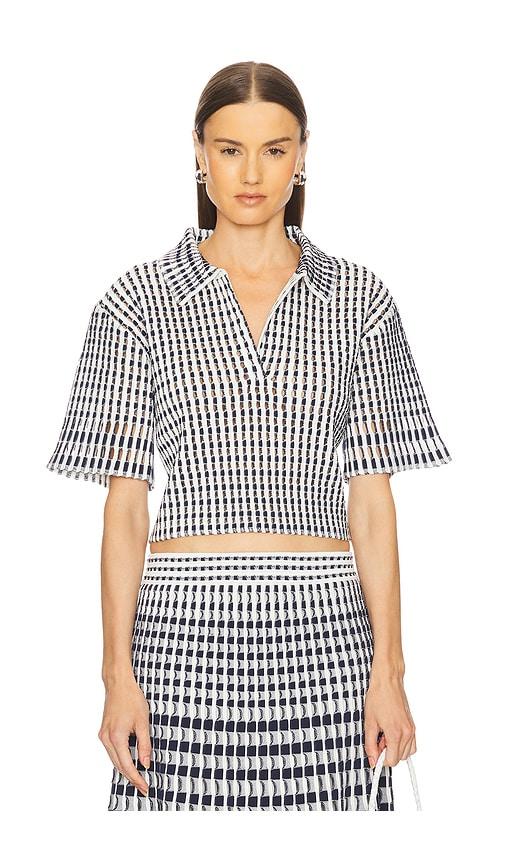 simkhai adley cropped polo in navy. - size l (also in s, xs)
