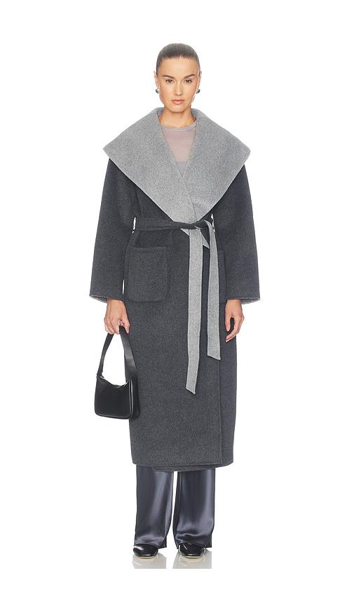 simkhai allura reversible belted coat in charcoal. - size l (also in m, s, xs)
