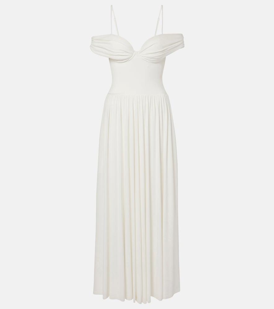simkhai amarantha draped jersey maxi dress