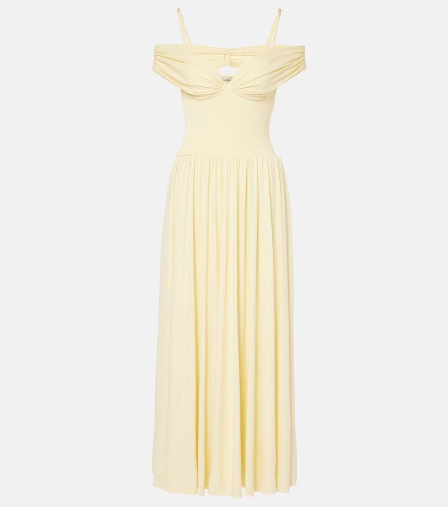 simkhai amarantha draped jersey maxi dress