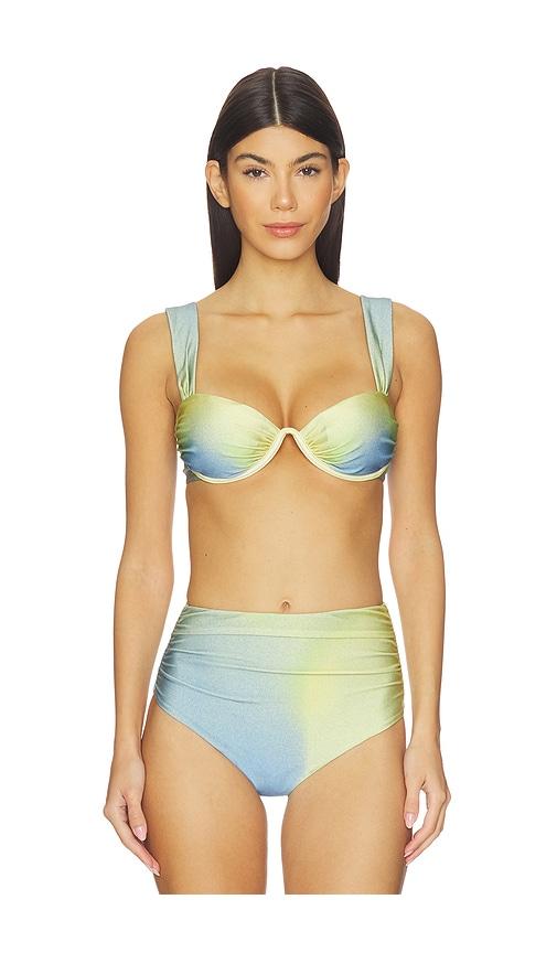 simkhai anniston bikini top in blue,yellow. - size l (also in m, s, xs)
