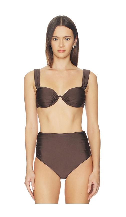 simkhai anniston bikini top in chocolate. - size m (also in s)