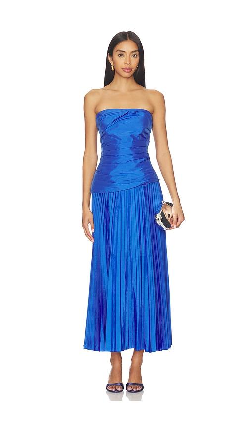 simkhai arie strapless bustier midi dress in blue. - size 4 (also in 6)