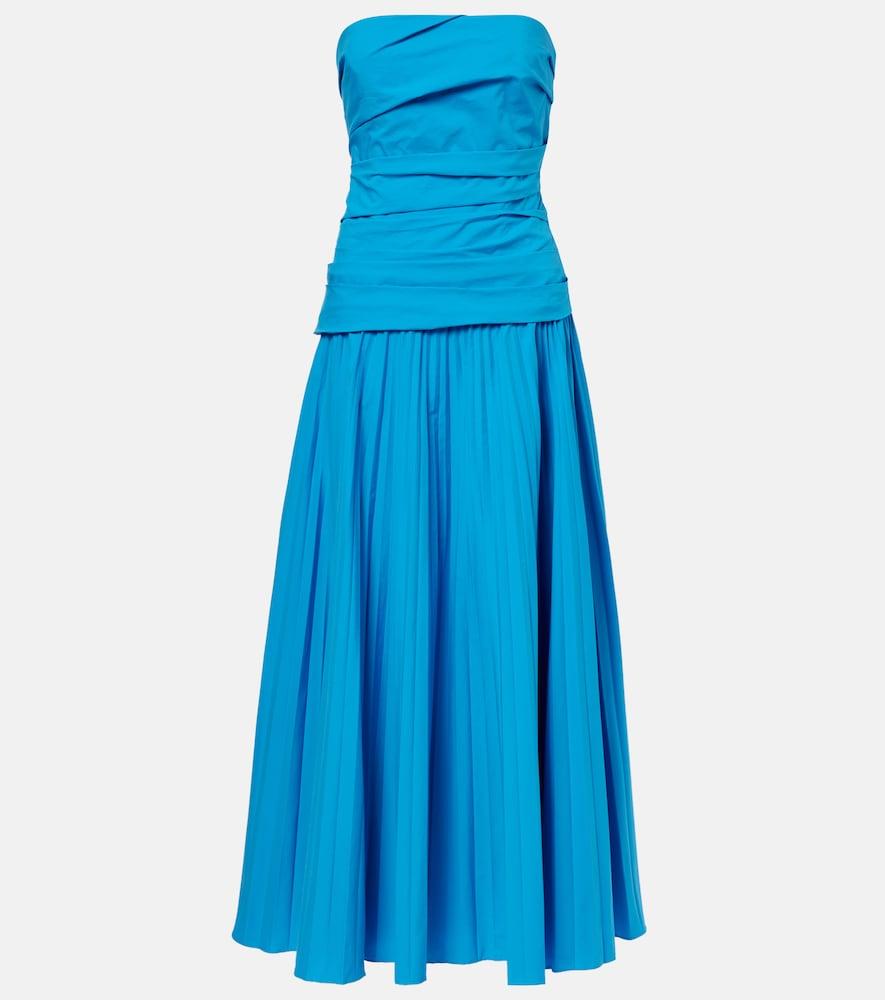 simkhai arie strapless cotton-blend midi dress