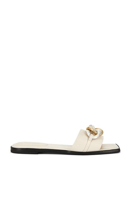 simkhai arlo chain leather flat slide in cream. - size 36 (also in 37, 38, 39, 40)