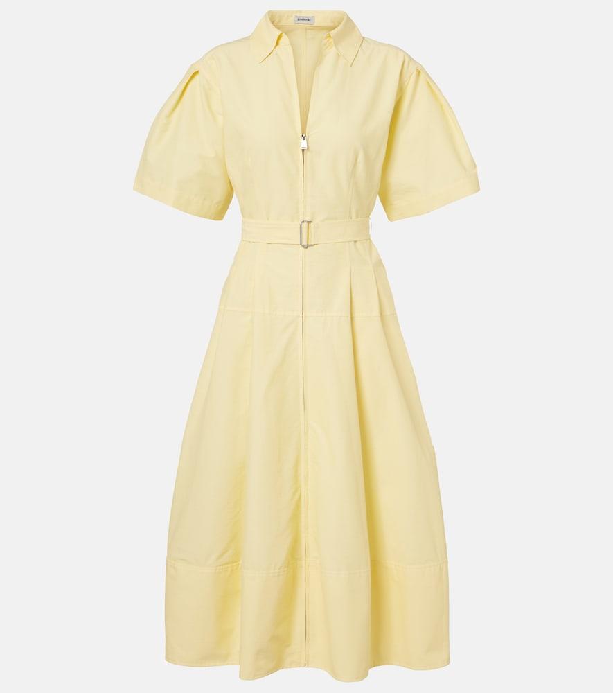 simkhai belted cotton-blend shirt dress