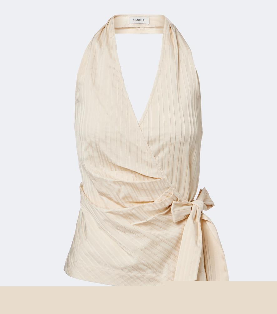 simkhai bria striped halterneck top