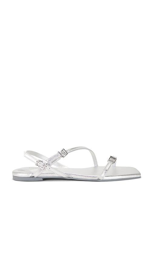 simkhai carey metallic strappy flat sandal in metallic silver, grey. - size 38 (also in 39)