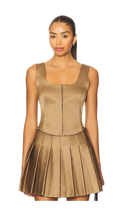 simkhai carly top in metallic bronze. - size 0 (also in 4, 8)