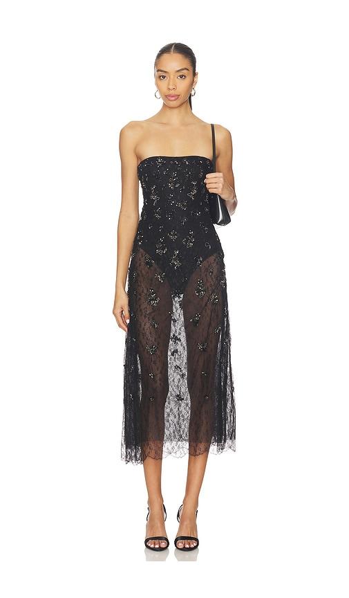 simkhai carmela midi dress in black. - size 0 (also in 4, 6, 8, 10)
