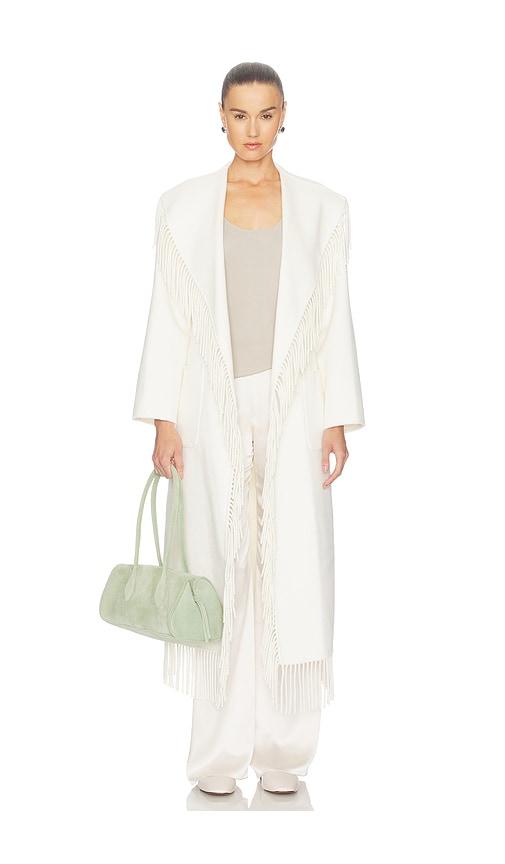 simkhai carrie fringe robe coat in white. - size l (also in xs, s, m)