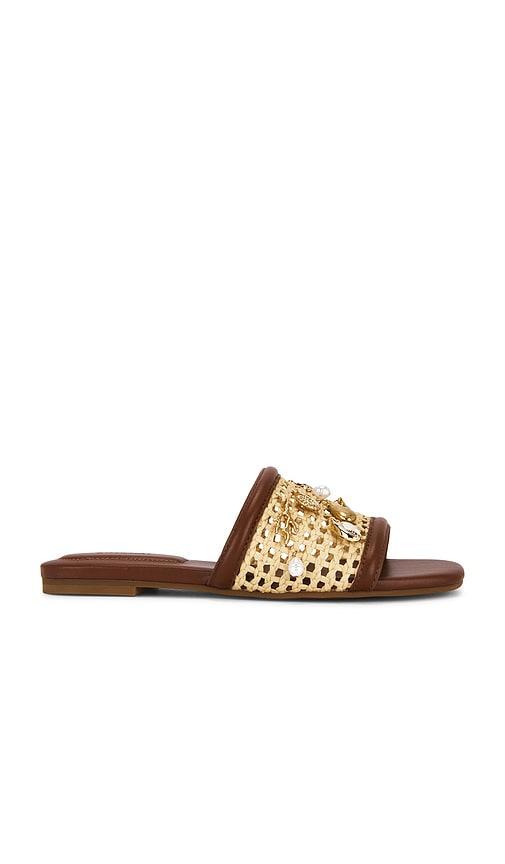 simkhai caspian raffia netted flat sandal in brown. - size 36 (also in 37, 38, 39)