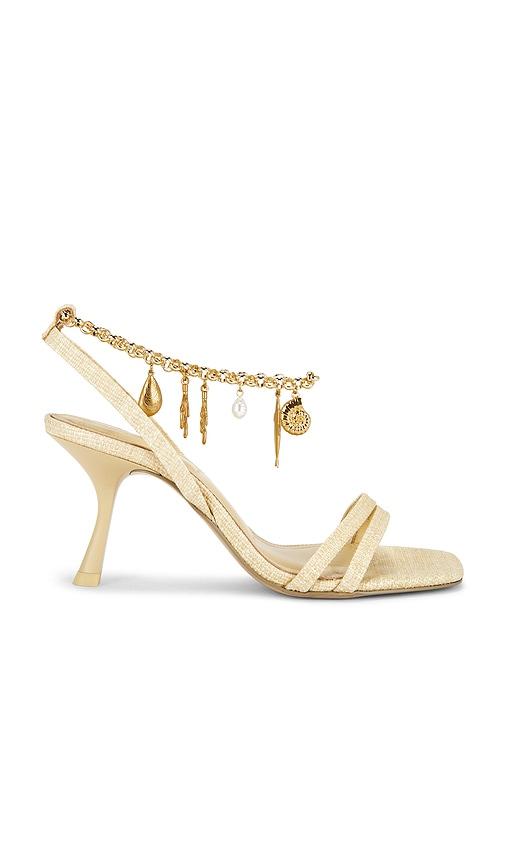 simkhai caspian raffia strappy heel in tan. - size 36 (also in 38, 39, 40)